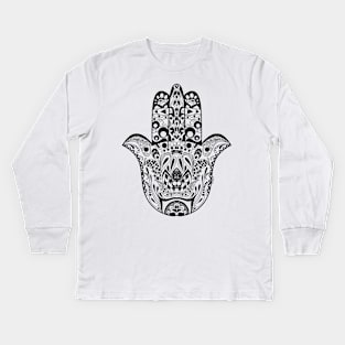 sutra mandala hand of god ecopop with mexican patterns Kids Long Sleeve T-Shirt